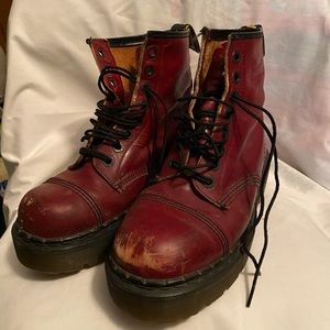Well loved red Dr Martens 8hole boots